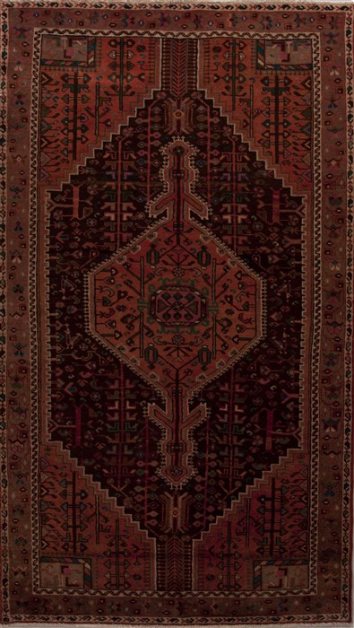 Hamedan Red Runner Hand Knotted 46 X 88  Area Rug 251-12806 Image 0