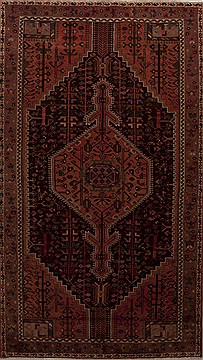 Hamedan Red Runner Hand Knotted 4'6" X 8'8"  Area Rug 251-12806