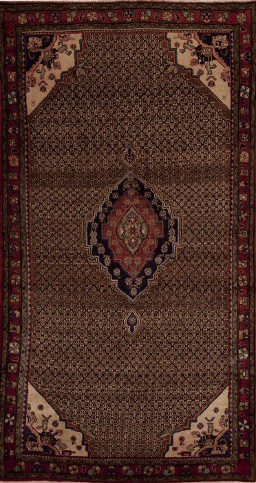 Hamedan Brown Runner Hand Knotted 50 X 96  Area Rug 251-12825 Image 0