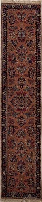 Sarouk Red Runner Hand Knotted 26 X 119  Area Rug 251-12832 Image 0
