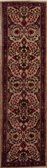 Hamedan Beige Runner Hand Knotted 28 X 95  Area Rug 251-12835 Image 0