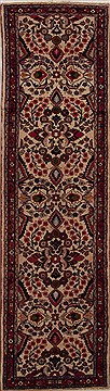 Persian Hamedan Beige Runner 6 to 9 ft Wool Carpet 12835
