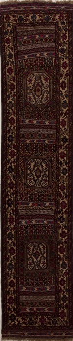 Baluch Multicolor Runner Hand Knotted 26 X 123  Area Rug 251-12836 Image 0