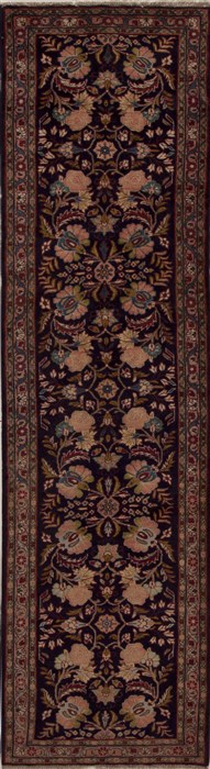 Hamedan Blue Runner Hand Knotted 26 X 99  Area Rug 251-12837 Image 0
