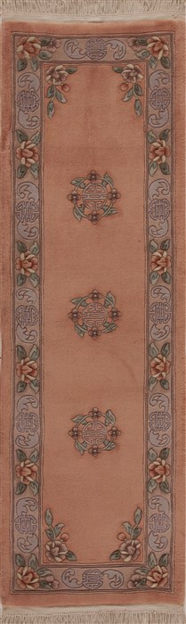 Asian Inspired Purple Runner Hand Knotted 26 X 80  Area Rug 251-12841 Image 0