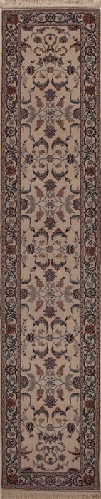 Kashan Beige Runner Hand Knotted 26 X 122  Area Rug 251-12847 Image 0