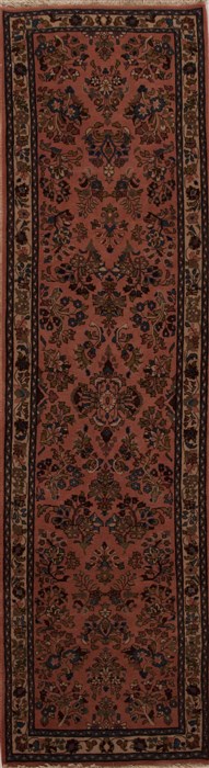 Sarouk Purple Runner Hand Knotted 28 X 99  Area Rug 251-12854 Image 0