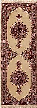 Tabriz Beige Runner Hand Knotted 2'10" X 7'11"  Area Rug 251-12855