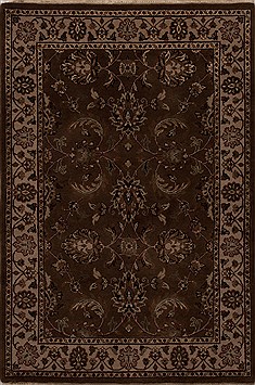 Indian Agra Brown Rectangle 4x6 ft Wool Carpet 12874