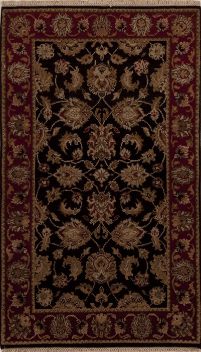 Agra Black Hand Knotted 30 X 52 Area Rug 251-12876 Image 0