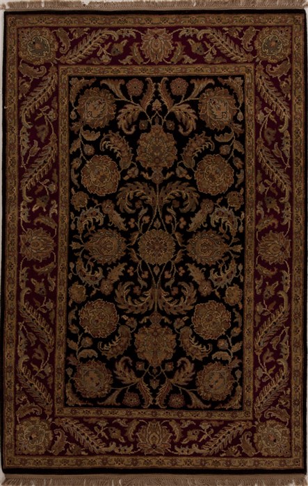 Agra Black Hand Knotted 41 X 61 Area Rug 251-12879 Image 0