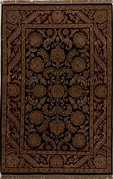 Agra Black Hand Knotted 4'1" X 6'1"  Area Rug 251-12879