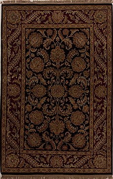 Agra Black Hand Knotted 4'1" X 6'1"  Area Rug 251-12879