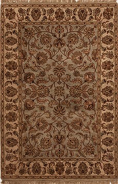 Indian Agra Blue Rectangle 4x6 ft Wool Carpet 12882