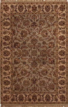 Indian Agra Blue Rectangle 4x6 ft Wool Carpet 12882