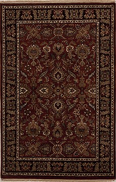 Agra Red Hand Knotted 4'0" X 6'1"  Area Rug 251-12894