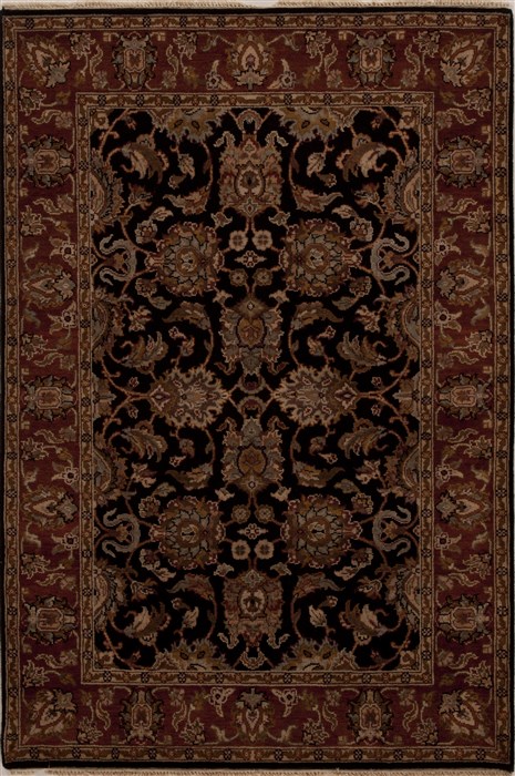 Agra Black Hand Knotted 41 X 60 Area Rug 251-12895 Image 0