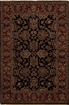 Indian Agra Black Rectangle 4x6 ft Wool Carpet 12895