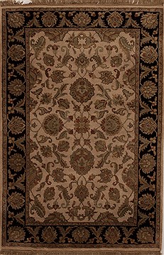 Agra Beige Hand Knotted 4'0" X 6'1"  Area Rug 251-12896