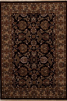 Agra Black Hand Knotted 4'0" X 5'11"  Area Rug 251-12897