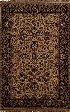 Agra Beige Hand Knotted 4'1" X 6'2"  Area Rug 251-12899