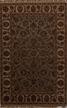 Indian Agra Blue Rectangle 4x6 ft Wool Carpet 12901