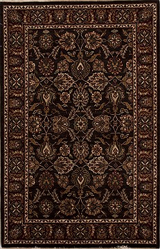 Agra Green Hand Knotted 4'1" X 6'3"  Area Rug 251-12904