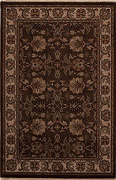 Indian Agra Brown Rectangle 4x6 ft Wool Carpet 12916