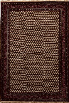 Indian Hamedan Red Rectangle 4x6 ft Wool Carpet 12920