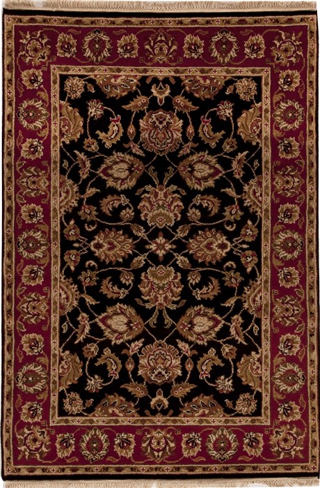 Agra Black Hand Knotted 42 X 61 Area Rug 251-12922 Image 0