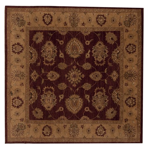 Agra Red Square Hand Knotted 60 X 60  Area Rug 251-12928 Image 0