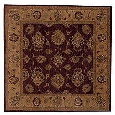 Indian Agra Red Square 5 to 6 ft Wool Carpet 12928