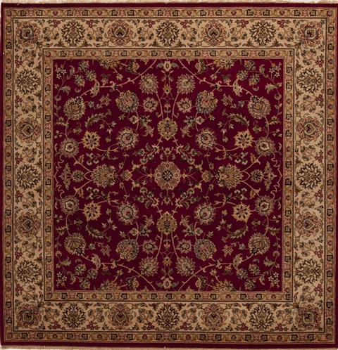 Isfahan Red Square Hand Knotted 61 X 61  Area Rug 251-12929 Image 0