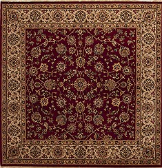 Isfahan Red Square Hand Knotted 6'1" X 6'1"  Area Rug 251-12929