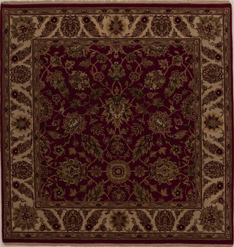 Agra Red Square Hand Knotted 60 X 62  Area Rug 251-12935 Image 0