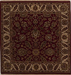 Indian Agra Red Square 5 to 6 ft Wool Carpet 12935