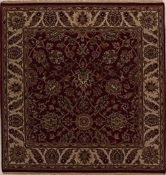 Indian Agra Red Square 5 to 6 ft Wool Carpet 12935