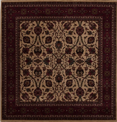 Semnan Beige Square Hand Knotted 60 X 60  Area Rug 251-12938 Image 0