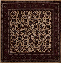 Indian Semnan Beige Square 5 to 6 ft Wool Carpet 12938