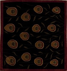 Pakistani Gabbeh Black Rectangle 5x8 ft Wool Carpet 12945