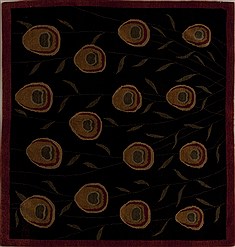 Pakistani Gabbeh Black Rectangle 5x8 ft Wool Carpet 12945