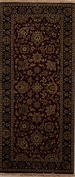 Indian Agra Red Runner 6 ft and Smaller Wool Carpet 12952
