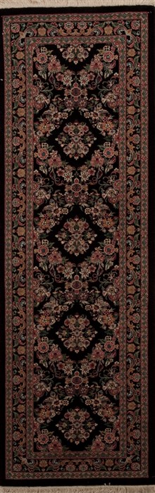 Sarouk Black Runner Hand Knotted 27 X 710  Area Rug 251-12953 Image 0
