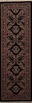 Pakistani sarouk Black Runner 6 to 9 ft Wool Carpet 12953