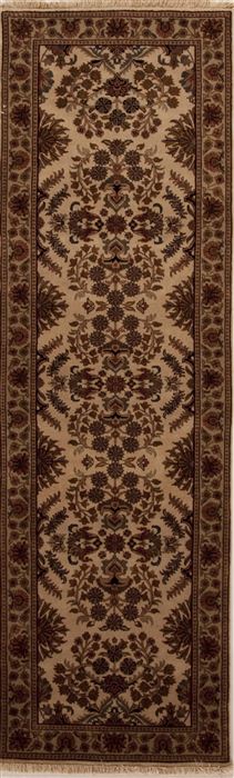 Agra Beige Runner Hand Knotted 25 X 78  Area Rug 251-12967 Image 0