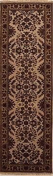 Indian Agra Beige Runner 6 to 9 ft Wool Carpet 12967