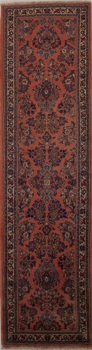 Sarouk Purple Runner Hand Knotted 27 X 105  Area Rug 251-12974 Image 0