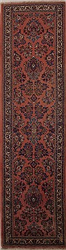 Persian sarouk Purple Runner 10 to 12 ft Wool Carpet 12974