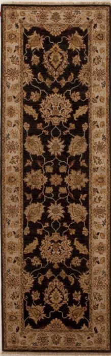 Agra Black Runner Hand Knotted 27 X 82  Area Rug 251-12976 Image 0