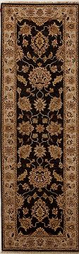 Indian Agra Black Runner 6 to 9 ft Wool Carpet 12976